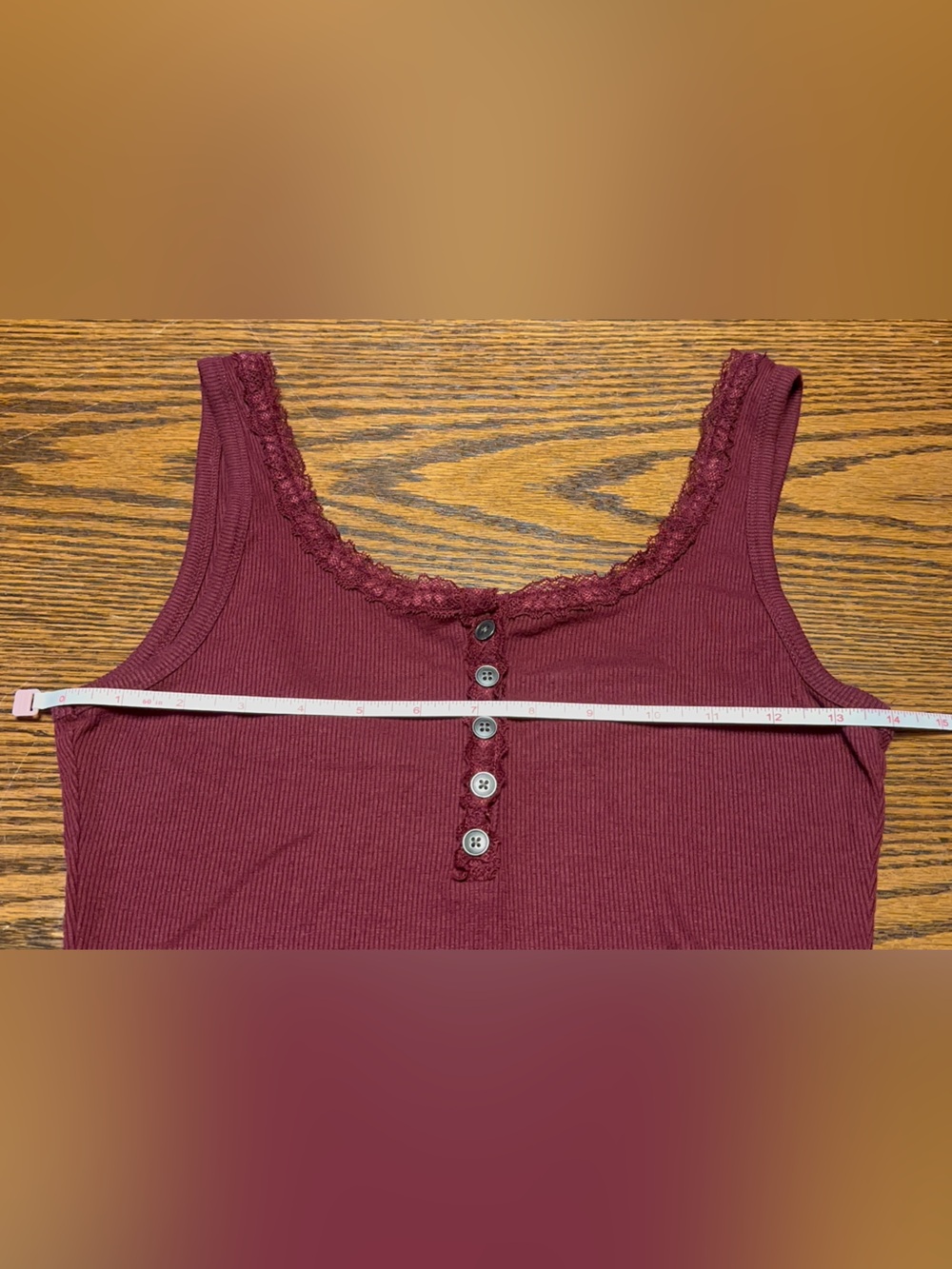 Hollister Burgundy Ribbed Lace Henley Bodysuit Small Y2K Cami - Picture 6 of 7